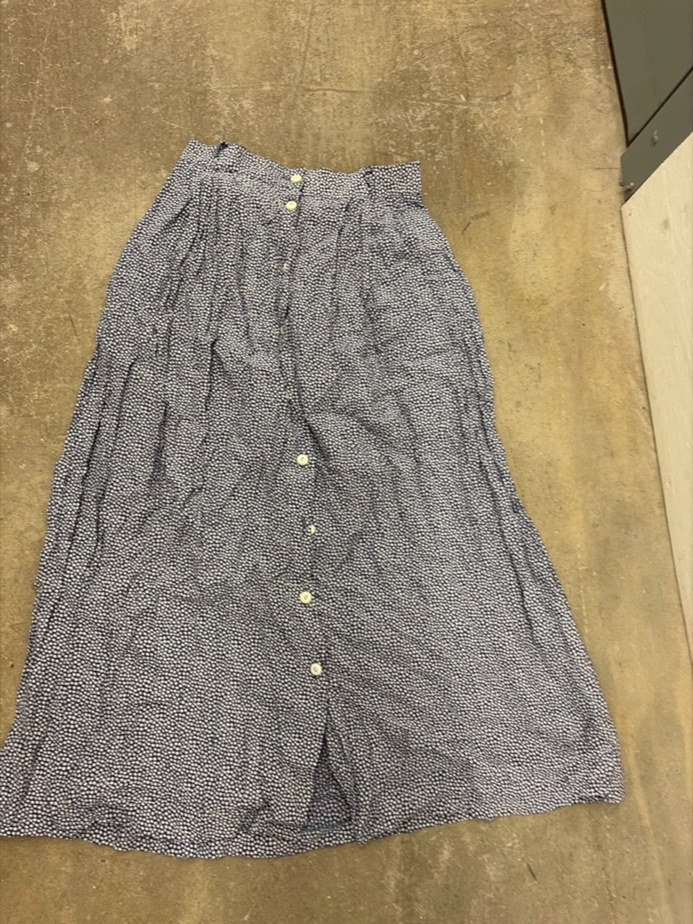 Vintage‎ 90s button down floral Blue Printed Button-Front Maxi Skirt